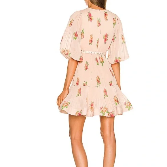 Zimmerman Pleated Mini Dress in Blush Floral - Picture 3 of 8